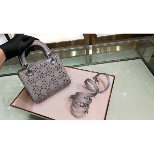 Dior Lady Original Sac cartable incrusté de satin de soie 2369 Gris