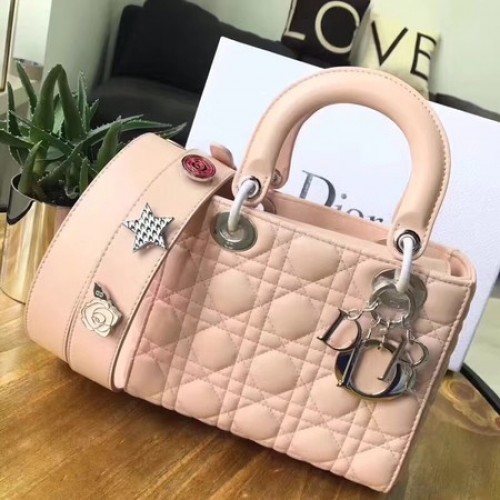 Dior Lucky Badges Sac en cuir de mouton original 88034 Rose