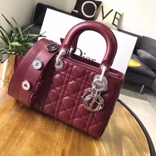 Dior Lucky Badges Sac en cuir de mouton original 88034 Rouge