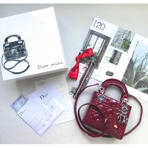 Dior SAC MINI LADY DIOR EN CUIR DE VEAU M0505O bordeaux