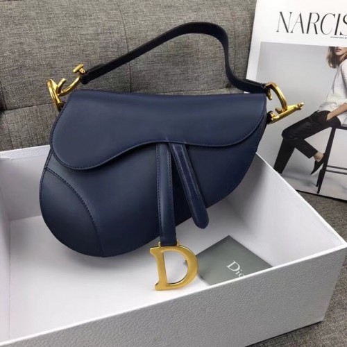 Dior MINI SAC DE SELLE EN CUIR DE VEAU M0447 bleu foncé