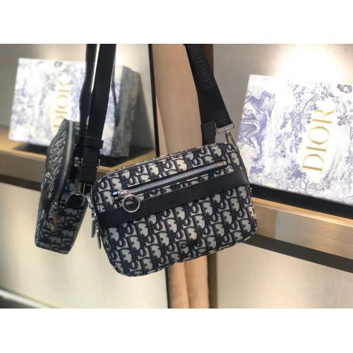 Sac à bandoulière en toile Dior Oblique 5569 BLEU