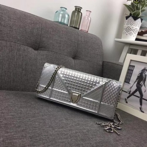 Mini sac à bandoulière en cuir de vachette Dior Original 3780 Argent