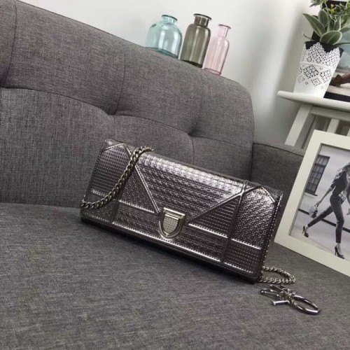 Mini sac à bandoulière Dior Original en cuir de vachette 3780 Gris argent