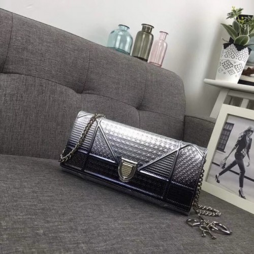 Mini sac à bandoulière Dior Original en cuir de vachette 3780 argent et noir