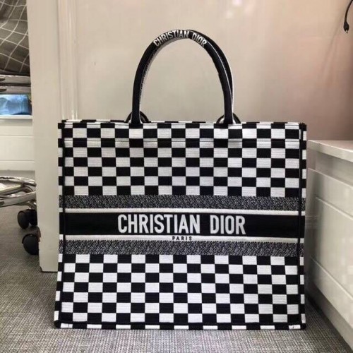 Dior Book Tote Bag Aus Besticktem Dior Oblique Toile 2863 Noir&Blanc