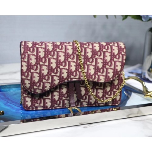 Dior SAC EN TOILE DENIM SADDLE S5614 bordeaux