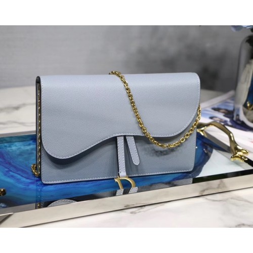 Dior SADDLE DIOR OBLIQUE Chain Pochette S5614 bleu clair
