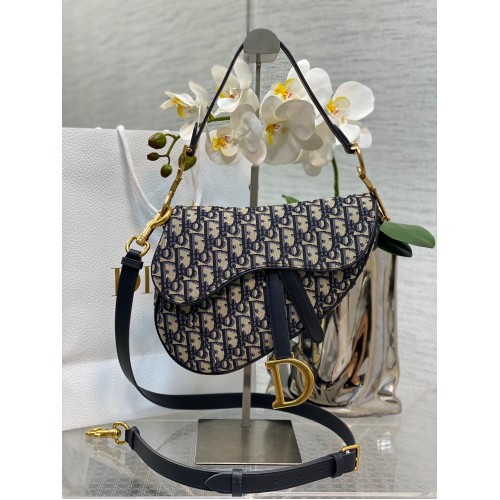 Dior Sac Saddle à Bandoulière Oblique Jacquard M0488 Bleu