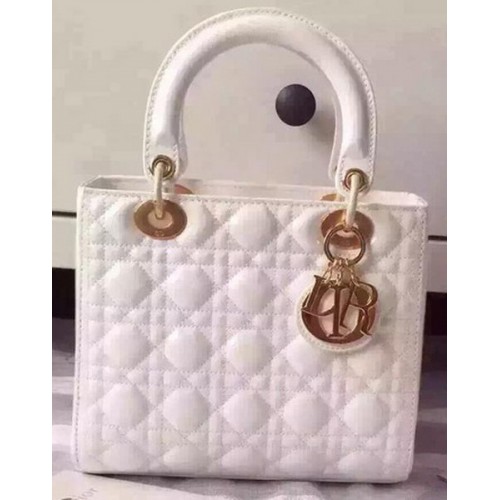 Dior Petit Sac Lady Dior Cuir Verni CD5502 Blanc