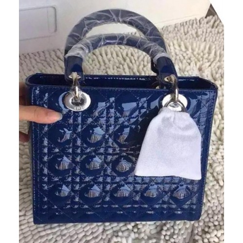 Dior Petit Sac Lady Dior Cuir Verni CD8239 Bleu