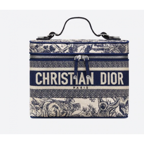 Dior Toile de Jouy Broderie DIORTRAVEL VANITY CASE S5480V Bleu