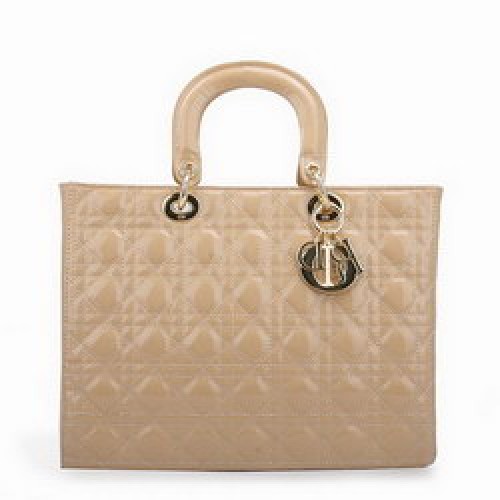 Dior Tote Bags Cuir Verni Abricot 44561