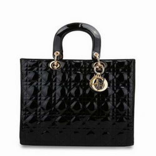 Dior Tote Bags Cuir Verni Noir 44561