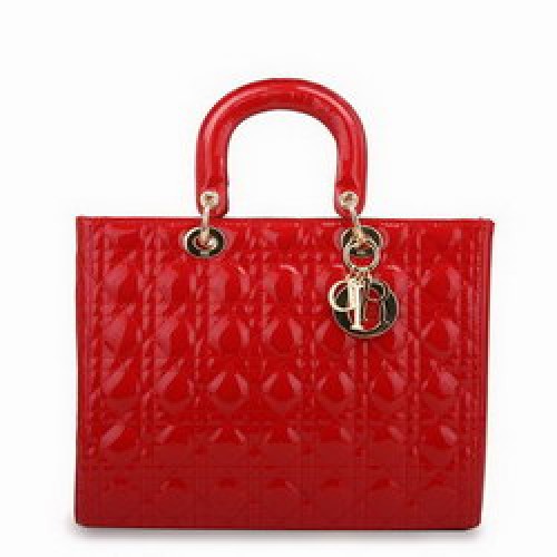 Dior Tote Bags Cuir Verni Rouge 44561