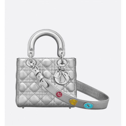 Dior porte-bonheur badges Original en peau de mouton Tote Bag A88035 argent