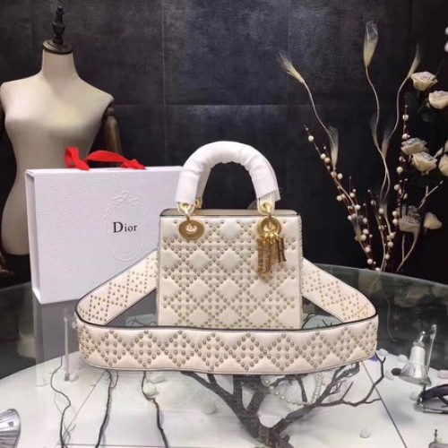 Dior mini sac Lady Dior Original en cuir de mouton CD3891 blanc cassé