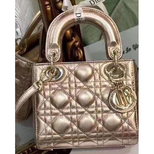 Dior mini sac Lady Dior cuir de mouton d'origine CD5500 or