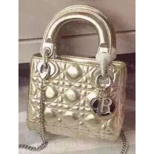 Dior mini sac Lady Dior en cuir de mouton CD5500 or