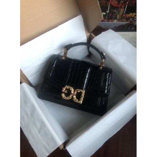 Dolce Gabbana Origianl Sac en cuir de crocodile 4916E Noir