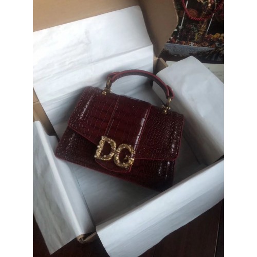 Dolce Gabbana Origianl Crocodile Leather Bag 4916E Bordeaux