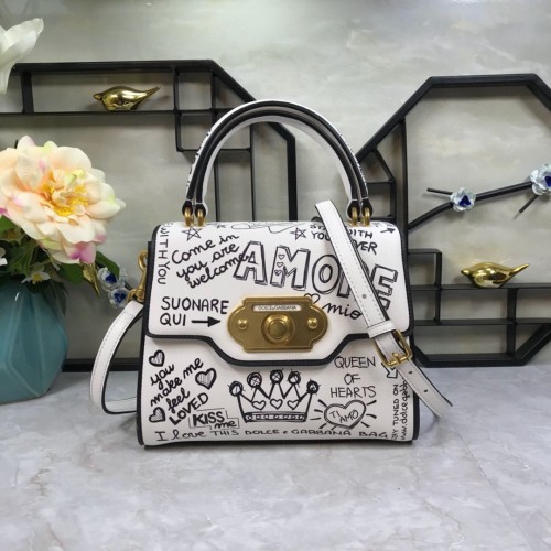 Dolce Gabbana Cuir d'origine 4137 Graffiti blanc