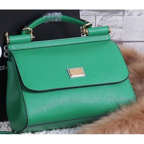 Dolce Gabbana SICILY Sac fourre-tout en cuir de veau BB4136 Vert