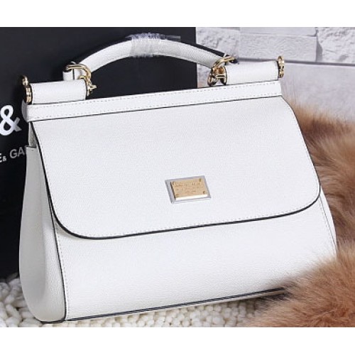 Dolce Gabbana SICILY Sac fourre-tout en cuir de veau BB4136 OffWhite
