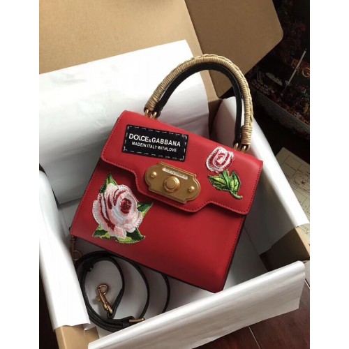 Dolce Gabbana SICILY Chrysanthemum Calfskin Tote Bags 5588-2 rouge