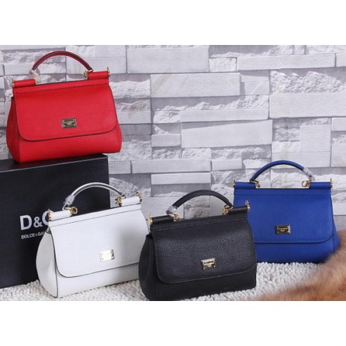 Dolce Gabbana SICILY Litchi Sacs fourre-tout en cuir BB4136