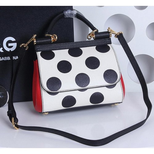 Dolce Gabbana Small SICILY Chrysanthemum Calfskin Tote Bags DG29877 Noir&Blanc