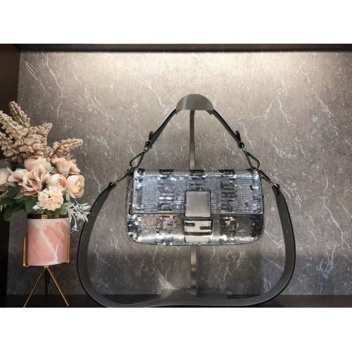 FENDI BAGUETTE Sac Pearl slice F1359 argent