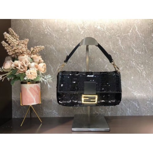 FENDI BAGUETTE Sac Pearl slice F1359 noir