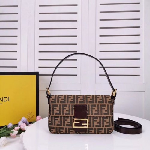 FENDI BAGUETTE sac en tissu 8BR011 Café