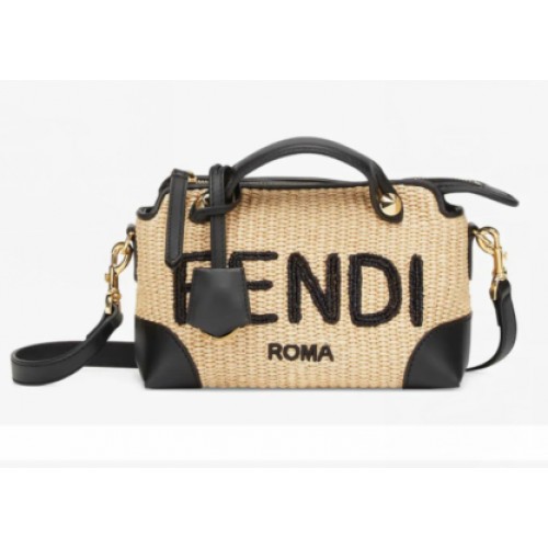 FENDI Sac en paille tressée F1578 Noir