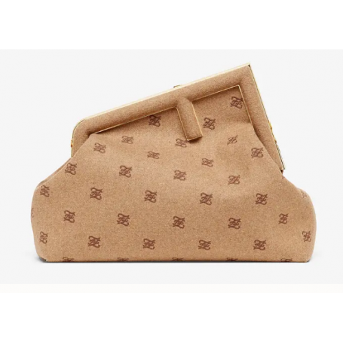 FENDI FIRST MEDIUM sac en flanelle avec broderie 8BP127A Beige