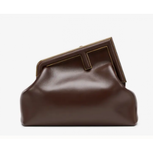 FENDI FIRST MEDIUM sac en cuir 8BP127AB Marron foncé