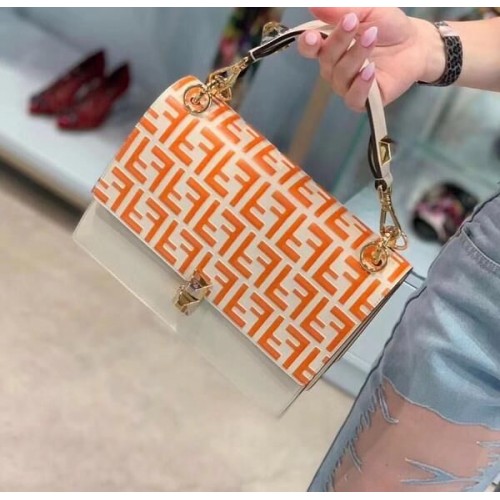FENDI Kan I Sac à bandoulière en cuir 8BT283A Orange