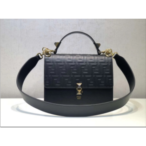 FENDI Kan I Sac à bandoulière en cuir 8BT283A noir