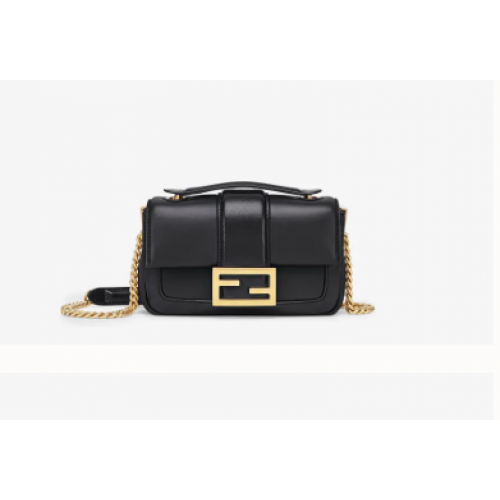 FENDI MINI BAGUETTE CHAIN Sac en cuir nappa noir 8BS045A