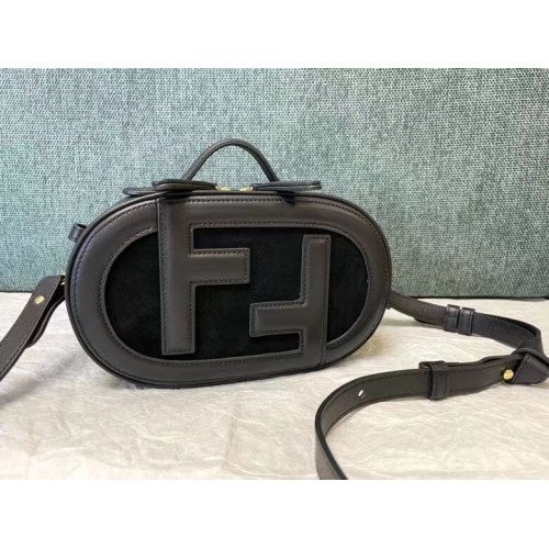 FENDI MINI CAMERA CASE mini-sac en cuir et suède 8BS058AH noir