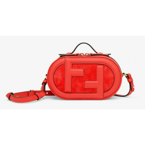 FENDI MINI CAMERA CASE mini-sac en cuir et suède 8BS058AH rouge