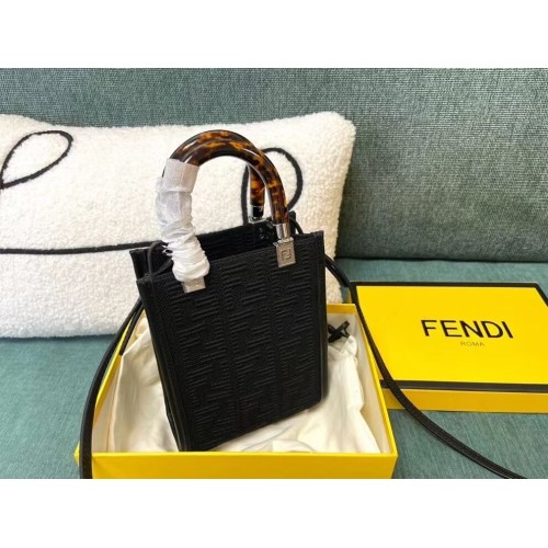 FENDI MINI SUNSHINE SHOPPER Mini-sac en tissu FF 8BS051AG noir