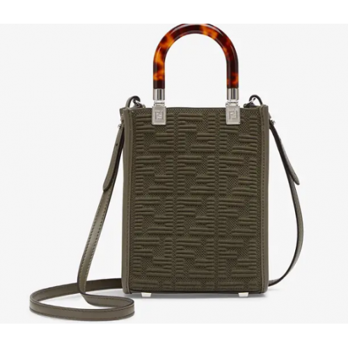 FENDI MINI SUNSHINE SHOPPER Mini-sac en tissu FF 8BS051AG vert