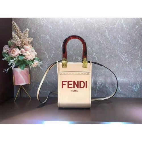 FENDI MINI SUNSHINE SHOPPER mini-sac en cuir 8BS051ABV Beige
