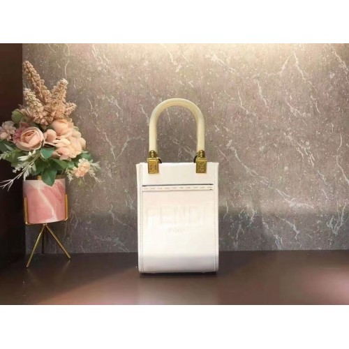 FENDI MINI SUNSHINE SHOPPER mini-sac en cuir 8BS051ABV beige