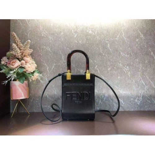 FENDI MINI SUNSHINE SHOPPER mini-sac en cuir 8BS051ABV noir