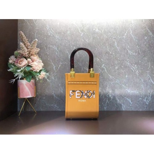 FENDI MINI SUNSHINE SHOPPER mini-sac en cuir 8BS051ABV orange