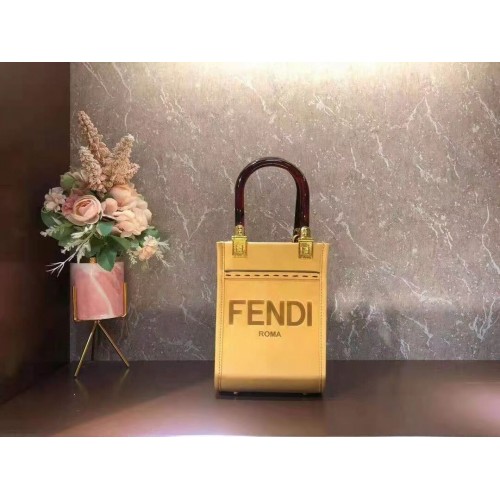 FENDI MINI SUNSHINE SHOPPER mini-sac en cuir 8BS051ABV jaune