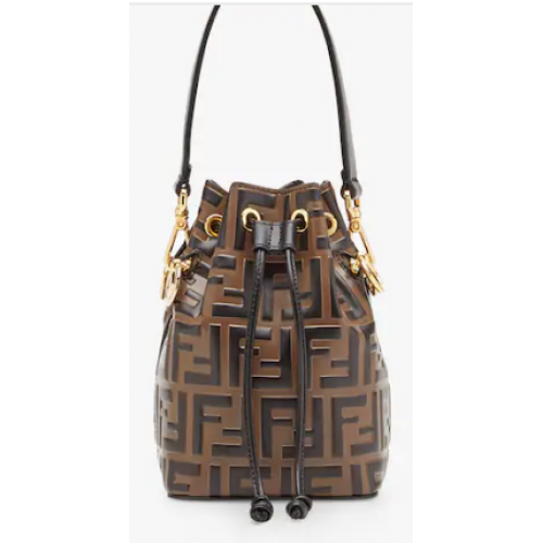 FENDI Mon Tresor mini-sac en cuir 8BS010 noir&marron